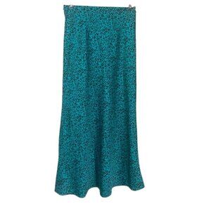 Mi Ami women's XS turquoise black animal print midi slip skirt EUC